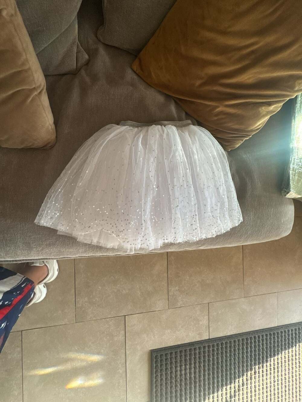 Little Adventures Tutu Skirt Size One Size White Sequin Tulle